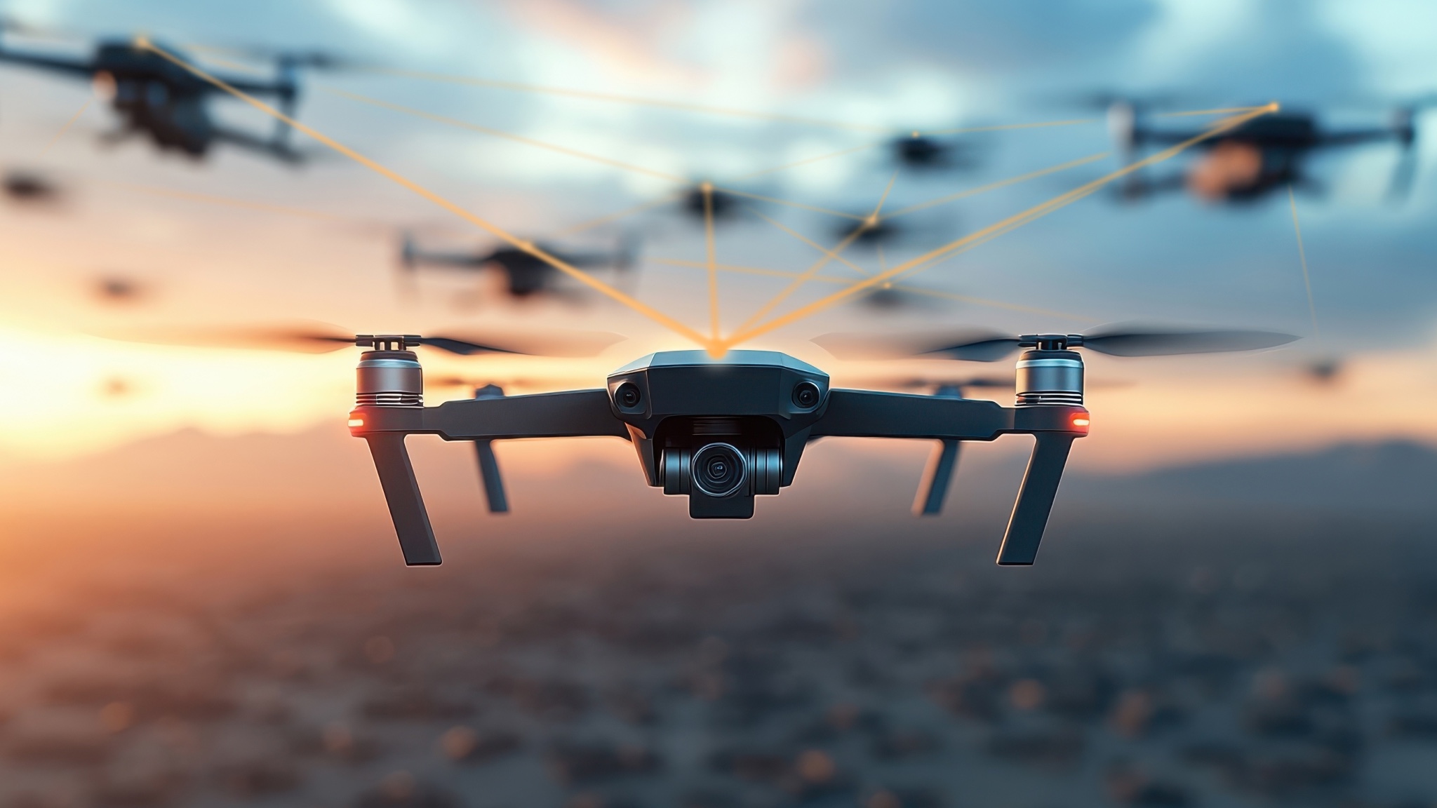 Autonomous drone infrastructure over UK cityscape